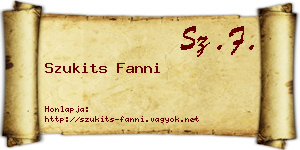 Szukits Fanni névjegykártya